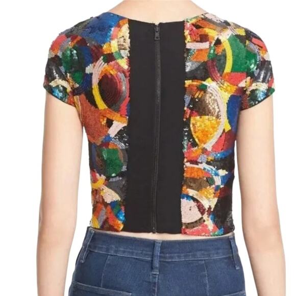 Alice + Olivia Kelli Sequin Embellished Top, Size 4 - Picture 6 of 9